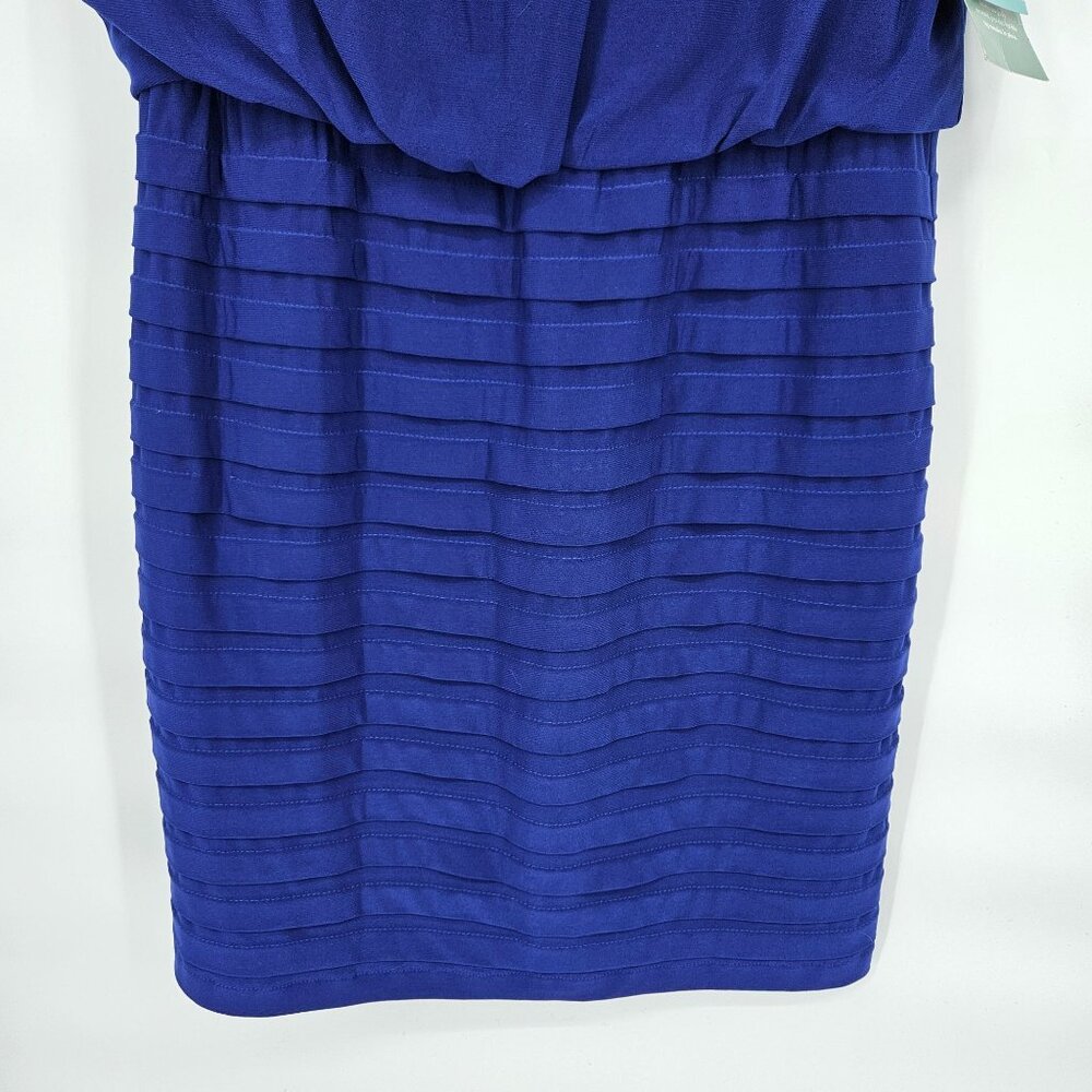Scarlett Cocktail Midi Dress 10 Blue Sleeveless Pleated Bead Bling Party NEW - Picture 5 of 13